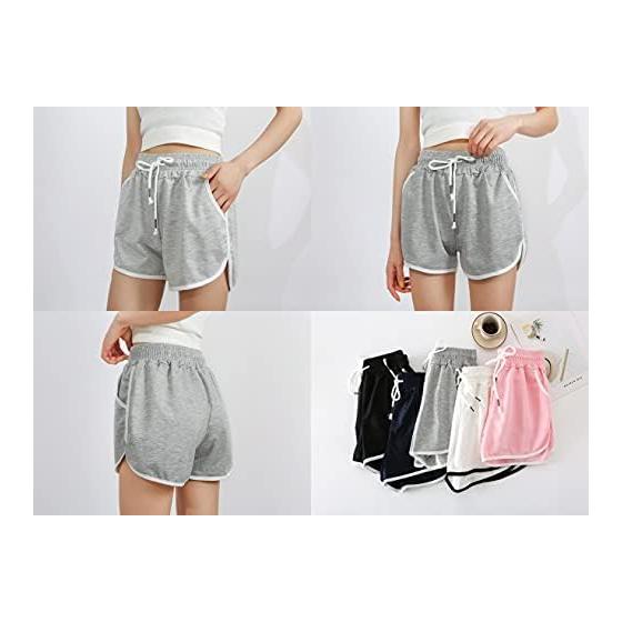 RAKUKOU Women's Shorts, Cotton Blend, Sports Shorts, Summer, With Pockets, Casual Wear, Soft, Breathable, Stretchy, Sweat Absorbent, Quick Drying,