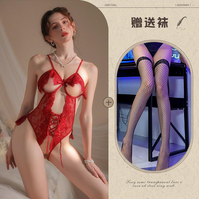 Underwear small chest onesie sexy lace open gear free uniform temptation pajamas