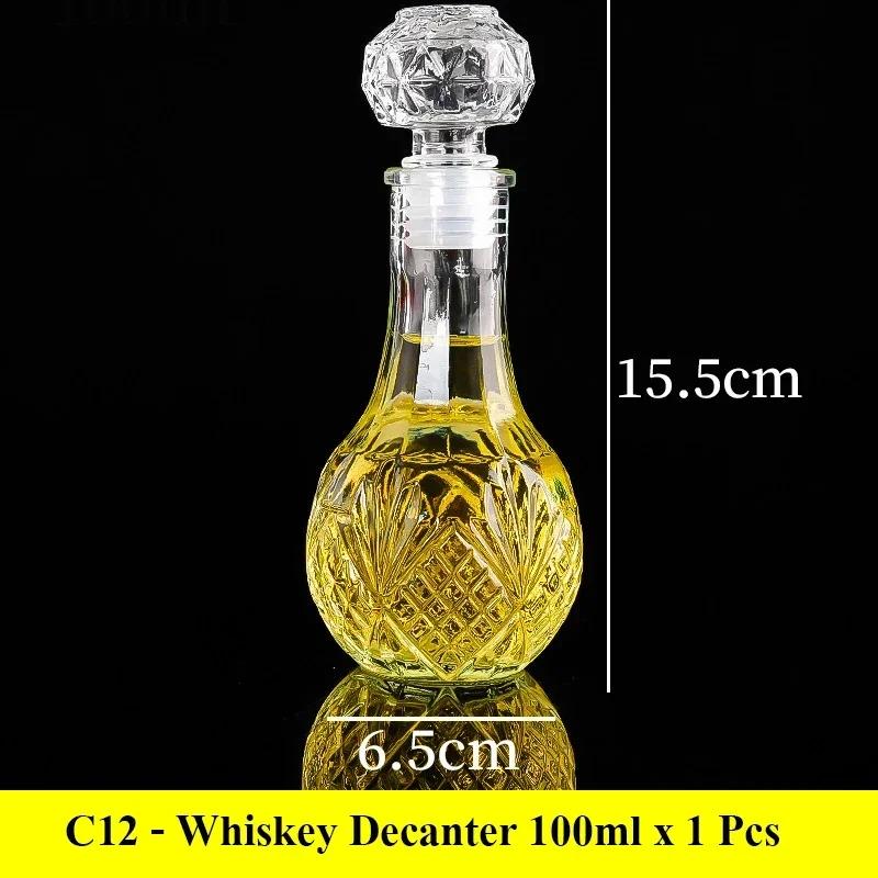 European Whiskey Transparent Glass Carved Small Bottle 50ml/100ml Mini Western Wine Bottle Sealed Red Wine Bottle