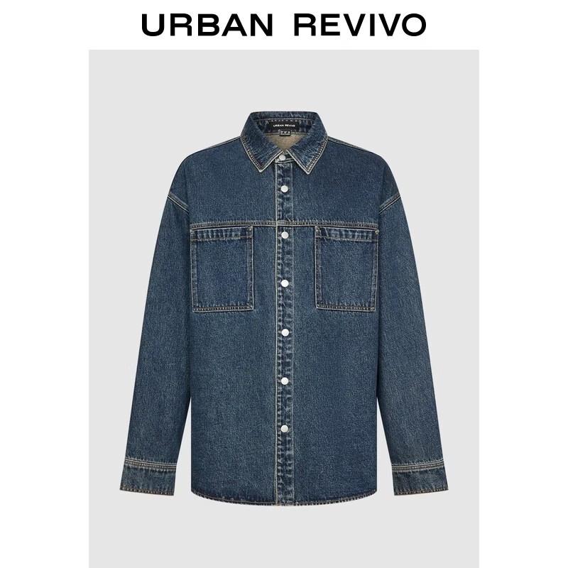 Men s Distressed Washed Denim Shirt M