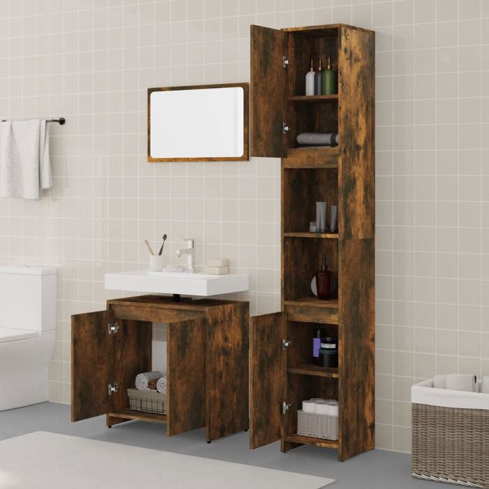 VidaXL Ensemble de Meubles de Salle de Bain 3 pcs Armoire de Rangement de Lavabo Placard de Salle de Bain Armoire à Miroir 3152719
