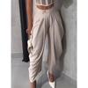 Mid Waist Women's Cargo Harem Sweat Pants with Ruched Casual Street Style Trousers Office Ladies Work Trousers
