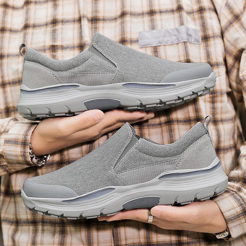 Men’s Outdoor Canvas Shoes Sneakers Driving Shoes Black Casual Plus Size  Slip On Wide Head Shoes for Farther