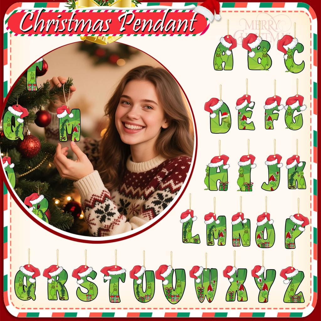 Santa 2D Flat Acrylic Christmas Tree Hanging Decoration Sports Car Decoration Flat Decoration Pendant