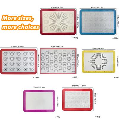 Silicone Baking Mat with Measurement for Oven, Colorful Non Stick Reusable Bakeware Sheet Liner for Make Macaron, Cookie, Pastry
