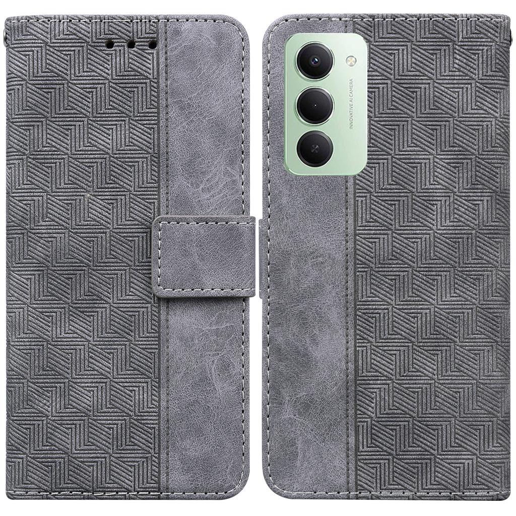 For Xiaomi Redmi 15 5G (Global) (169mm) Case Geometry Pattern Leather Wallet Phone Cover with Wrist Strap