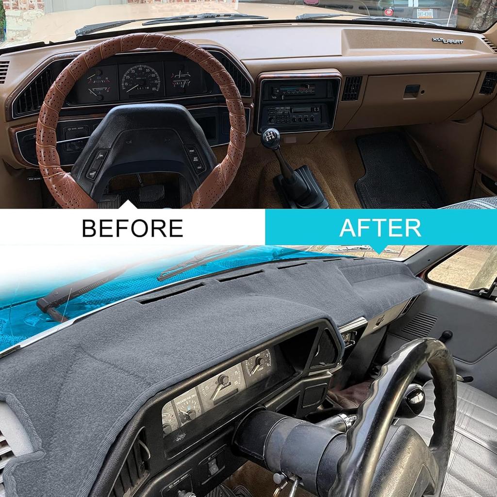 Dashboard Cover  Fit For Ford F150 F250 F350 Bronco Pickup Truck 1987 1988 1989 1990 1991 Dash Cover Mat Pad Carpet (Dark Gray)