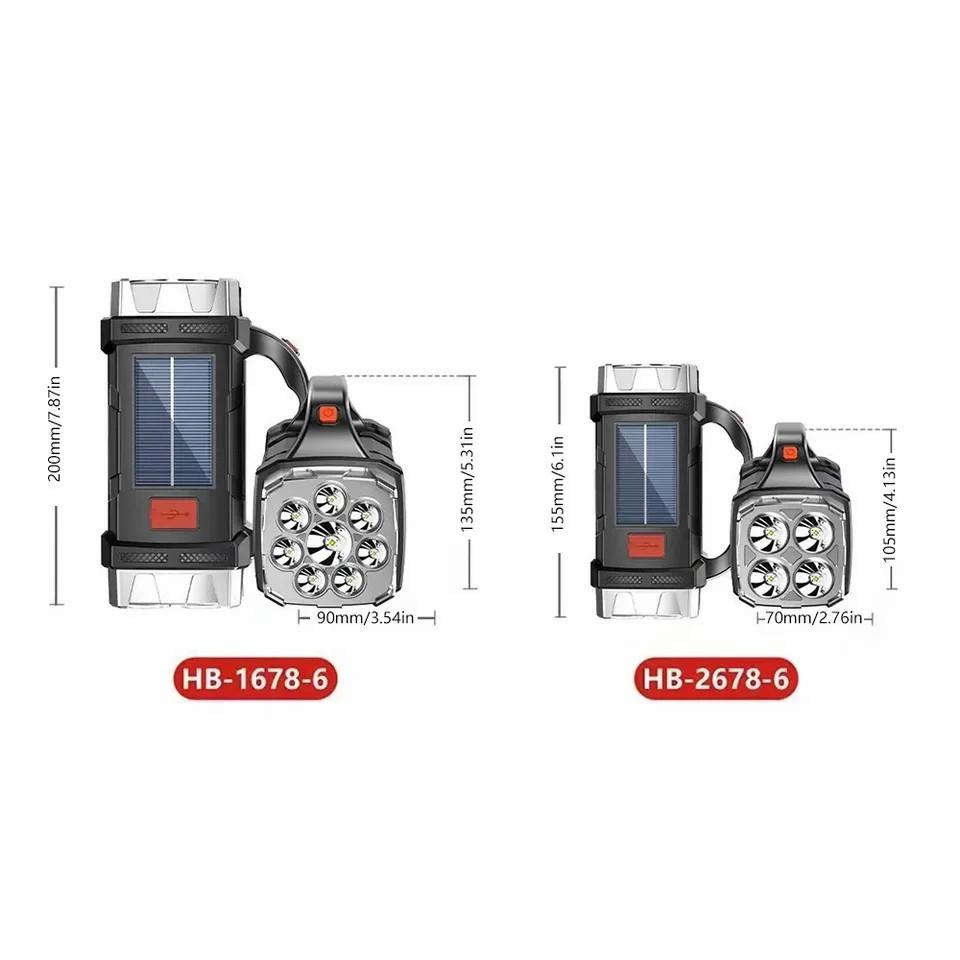 D2 Rechargeable Portable Hand Lamp 8/4 LEDs Powerful Flashlight Outdoor Camping Fishing Solar Light USB Torch COB Work Lantern