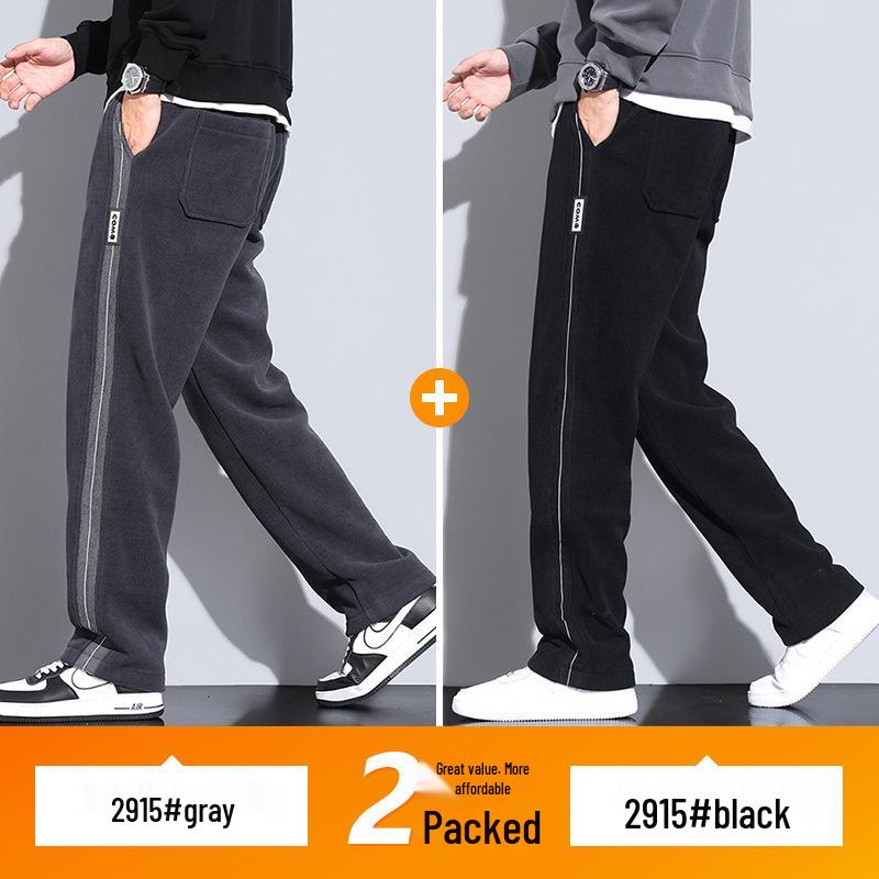 Men's Fleece-Lined Wide-Leg Sweatpants, Winter Sports Casual Pants for Spring/Autumn 2025