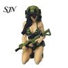 Realistic Soldier Statues 3D Printed Tactical Beauty Desktop Ornament, Mini Figurine, Office Desk Decorations Female Figurine with Military