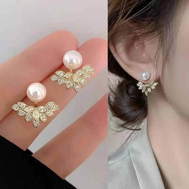 925 Silver Needle Green Flower Earrings For Women Korean Fashion Jewelry Trending Luxury Zircon Leaf Women's Stud Earrings