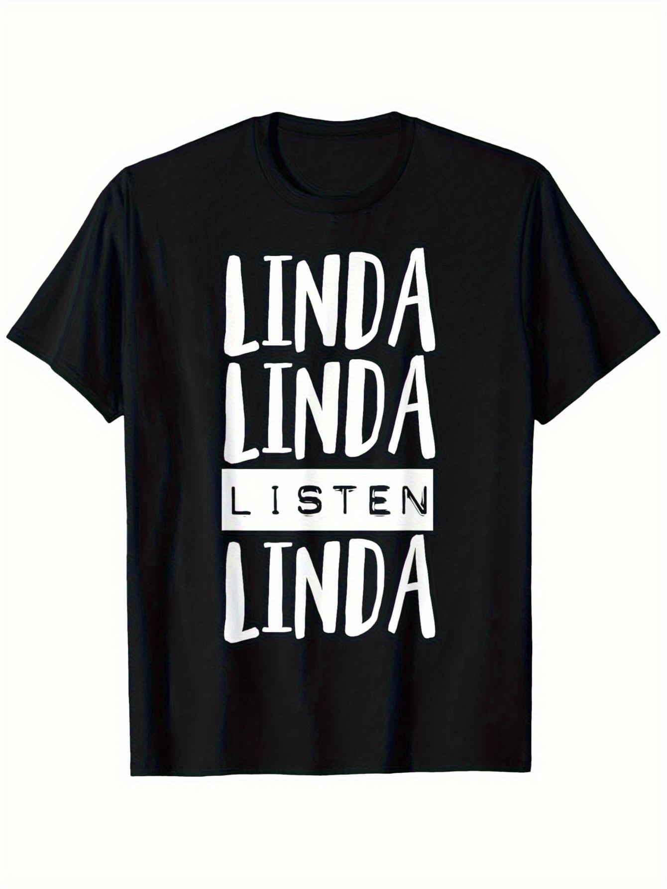 Linda Linda Listen Graphic T-shirt - 100% Cotton 180gsm Slim Fit Casual Tee with Bold White Print XXL