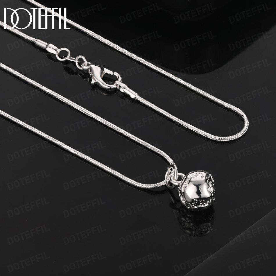 925 Sterling Silver Patterned Ball Necklace Wedding Jewelry