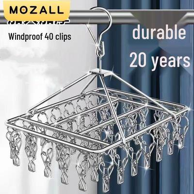 Stainless Steel Windproof Multi-Clip Sock and Clothes Drying Rack