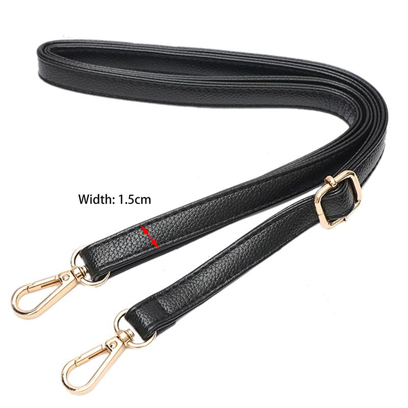 Bag Handle Belt Black Pu Lady Handbag Accessories With Snap Hook/Dog Hook 1.5Cm Width