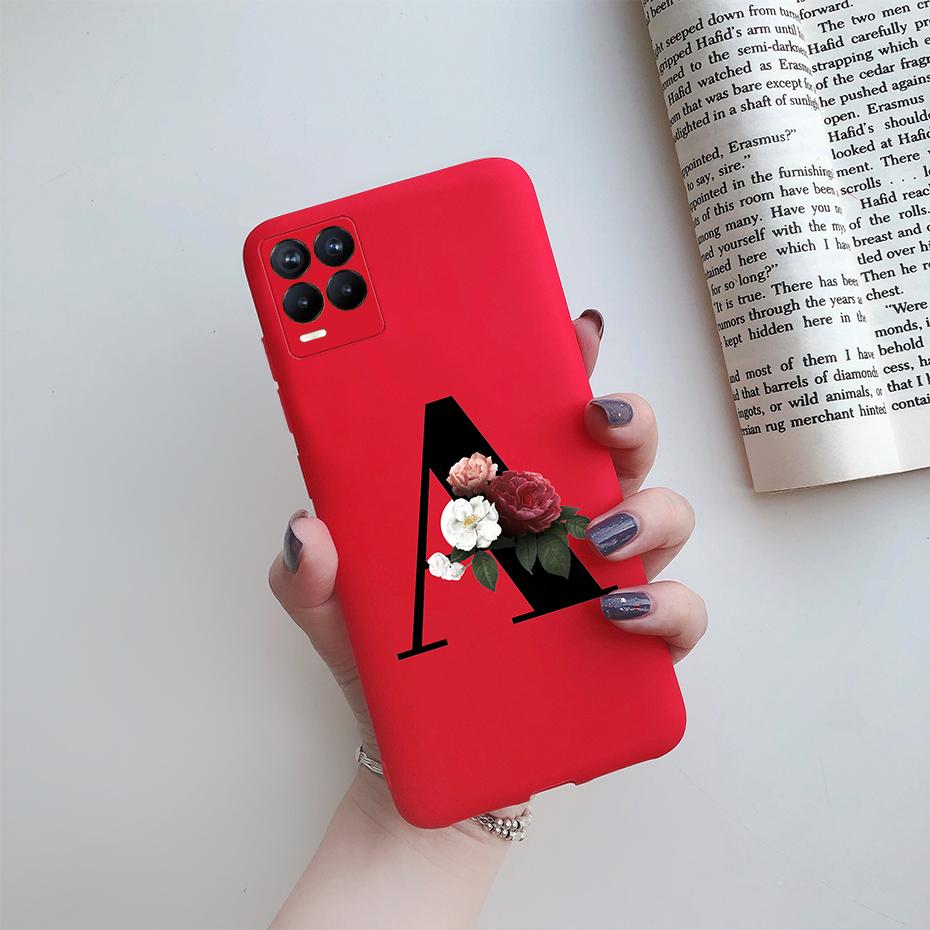 For Realme 8 Pro Case Silicon Soft Letter Monogram Flowers Phone back cover For Oppo Realme8 4G RMX3085 Realme 8 Pro Bumper Case