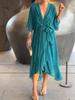 New Women's Solid Color Strap Long Sleeve Batwing Sleeve Irregular Dress Plus Size