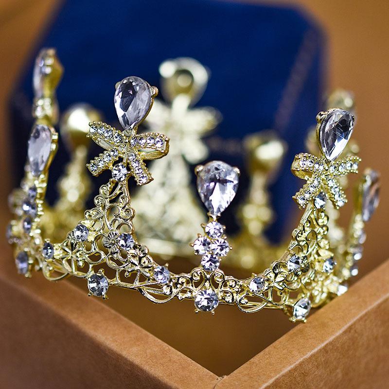 New Crown Tiara for Children Girls  Princess  Performance  Fashion Catwalk Round Crown  Alloy Sweet Hair Accessories