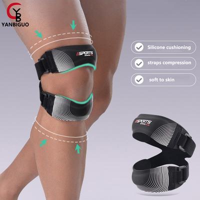 Yanbiguo Adjustable Patellar Tendon Support Strap,Knee Support Brace,Non-Slip With Dual 10Mm/3.93Inch Thick Silicone Stabilize