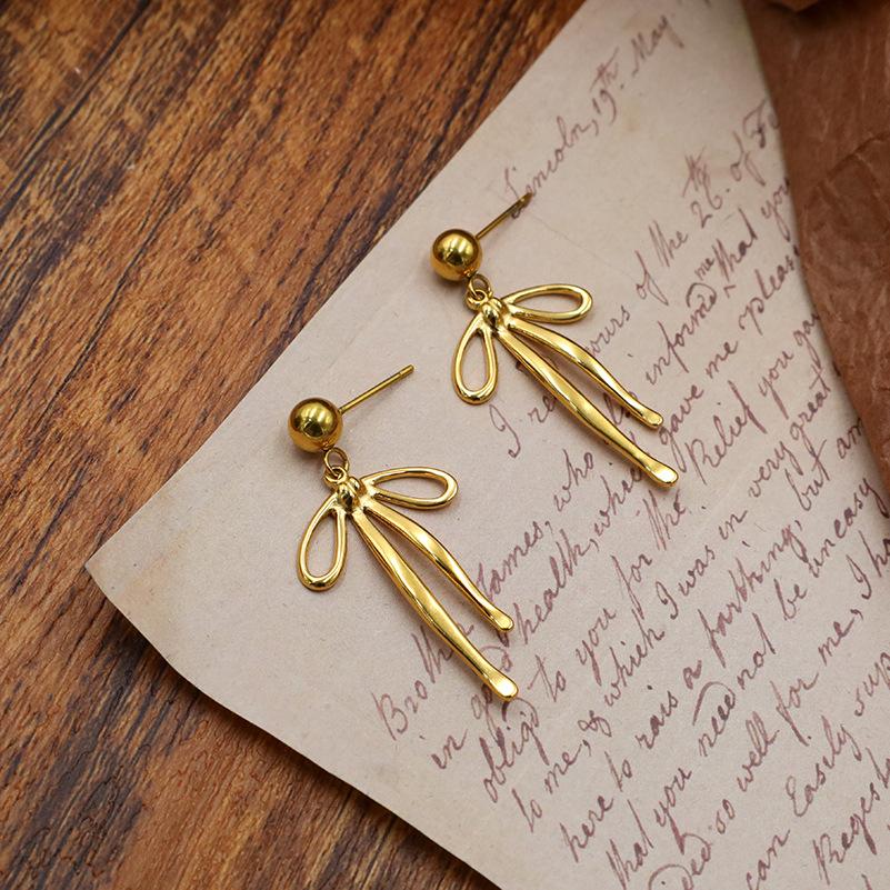 Bow Stud Earrings Girls Girls Stud Earrings Versatile Earrings Premium Sense Spot Jewelry