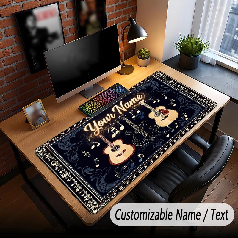 Music Guitar Theme Custom Mouse Pad Personalized With Name Text Customized Desk Mat For Office Home Decor