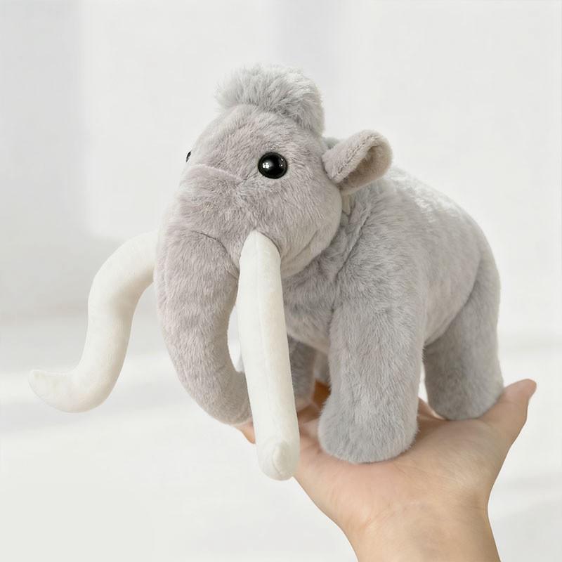 Simulation Woolly Mammoth Plush Toy, Ugly Cute Elephant Stuffed Animal, 27cm Yellow/Grey, PP Cotton Filling, Companion Doll for Kids