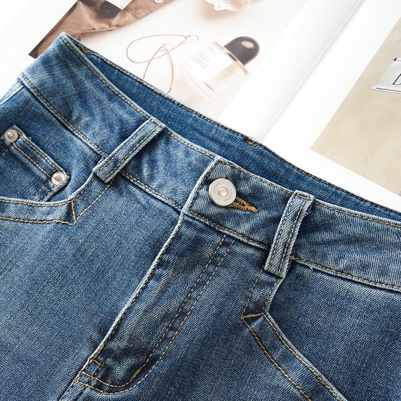 Women's 2026 Blue High-Waisted Slimming Wide-Leg Scimitar Jeans - Fashionable & Versatile Spring Pants