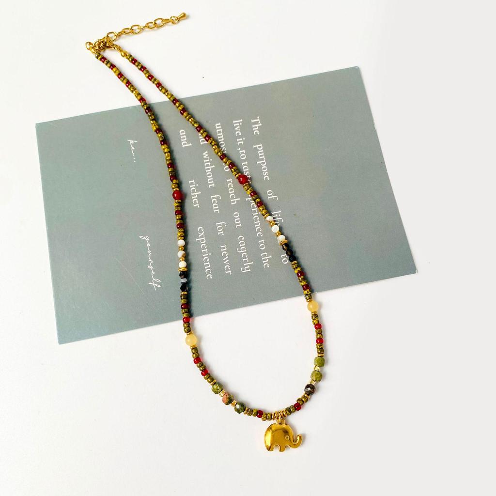 Maillard-Achat Baby-Elefant Halskette: Titanstahl Schlüsselbein Choker für Damen