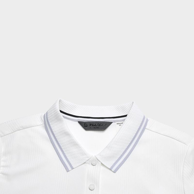 FILA Golf Series Fashion Simple Sports Comfortable Knitted Short Sleeve Polo Shirt Women tops Jade-White A11W625109FWT
