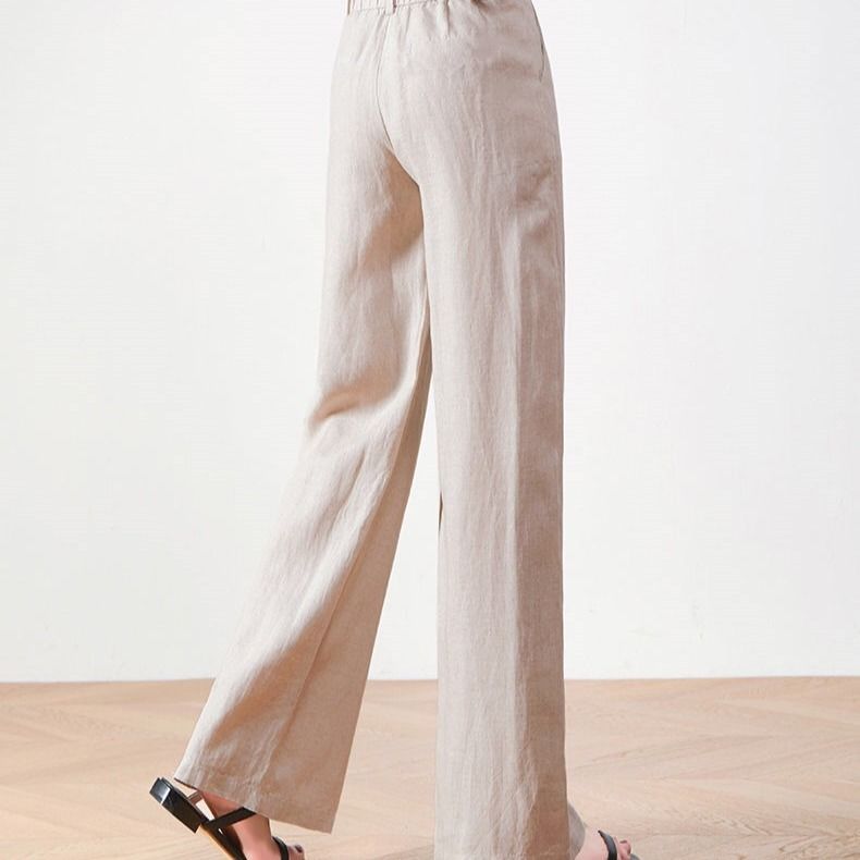 Linen Wide Leg Pants for Women In Summer Thin Casual and Artistic Loose High Waisted Straight Leg Pants with A Sense of Drape