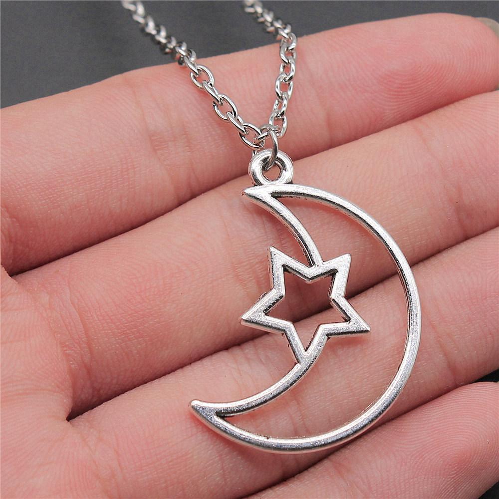 Openwork Resin Photo Frame Geometric Keys Pendant Antique Bronze Silver Metal Friend Collar Necklace