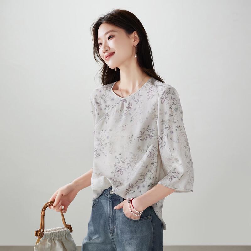 SOFSIL Women s Floral Print Round Neck Blouse XL