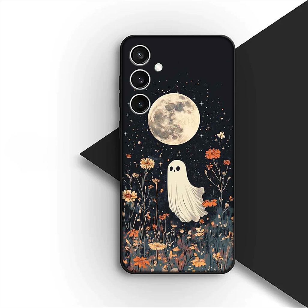 

for Motorola Moto G22 G23 G32 G53 G60 G13 G64 G20 G8 G9 Plus Power E13 E20 E32 Case with Little Ghost Halloween Pumpkin Flower Motorola Moto G32