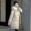 NEW Women's Glossy Down Cotton  Jacket Winter New Fur Collar Hooded Coat Female Warm Parkas Fashion Casual Loose Long Overcoat