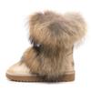 Fashion 2025 All-Match Natural Fox Fur Snow Boots Real Suede Leather Shoes Mid-Calf Knee-High Boots Raccoon Fur Warm Women'S Flat Boots
