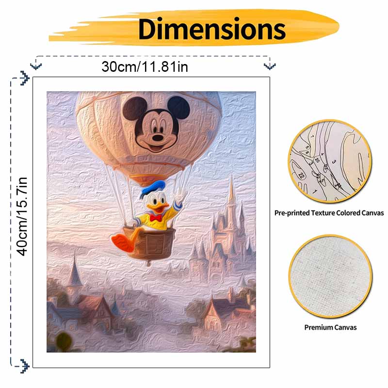 Disney Digital Oil Painting Art Kit Donald Duck Hot Air Balloon Castle Handmade Coloring Painting Home Decor