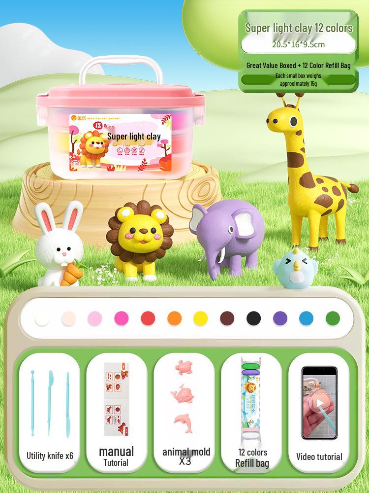 

Набор нетоксичной цветной глины для детей - Сверхлегкая глина для ручной работы, сделай сам