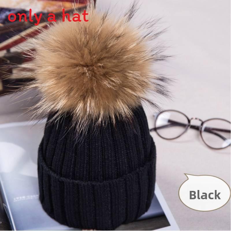 Adult Acrylic Knit Hat With Plush Ball Winter Warmth For Autumn And Winter