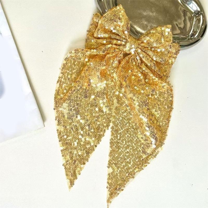 Glittering Sequined Hair Bows for Women Girl Daily Formal Occasion Wear Evening Party Accessories Headpiece Photo Props