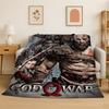 Retro God of War Game Kratos Flannel Blanket Soft Warm Throw Blanket for Bedroom Living Room Bed Travel Camping Picnic Gift