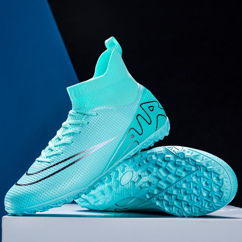 Nailed artificial turf football shoes training leather feet men's and women's shoes nailed students broken high-top teenagers and children's price