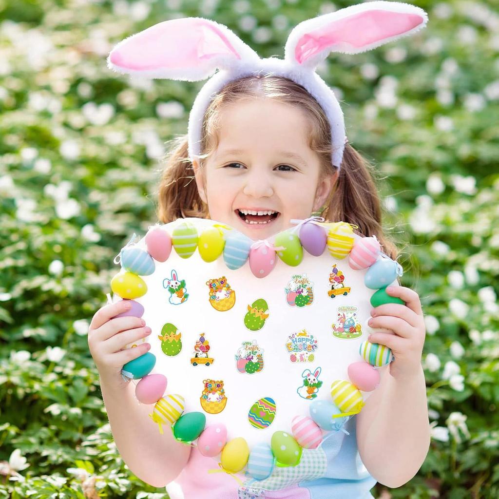 500pcs Easter Stickers Self-Adhesive Bunny Egg Decals 8 Designs Waterproof Easter Bunny Stickers Roll For Scrapbooks Envelopes