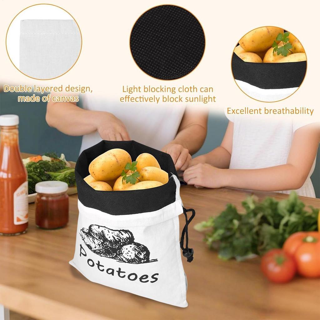 Reusable Produce Bags Washable Canvas Onion Potato Storage Bag Reusable Washable Sack Drawstring Large Food Container Vegetable
