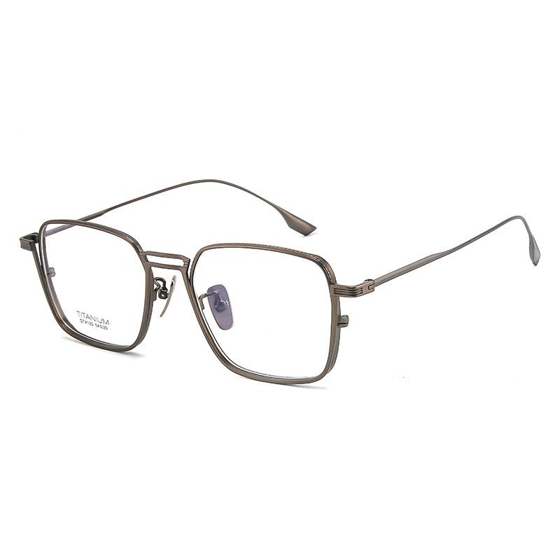 

Brand Designer Titanium Retro Square Glasses Men Optical Prescription Eyeglasses Ultra-light Business Anti Blue Light Anti Frame No Lens бронзовый