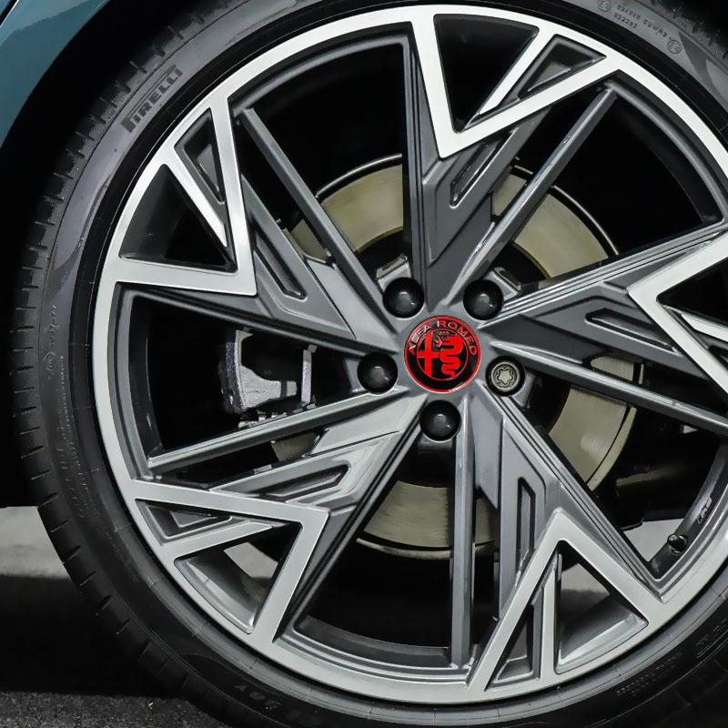 Dla Alfa Romeo 4 szt. 56mm Dekielki do felg Naklejka z emblematem na piastę Naklejka z emblematem Akcesoria samochodowe Dla Alfa Romeo 4C 159 166 Giulia 156 14