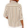 Women's Striped Casual Fashion Shirt Button Long Sleeved Top