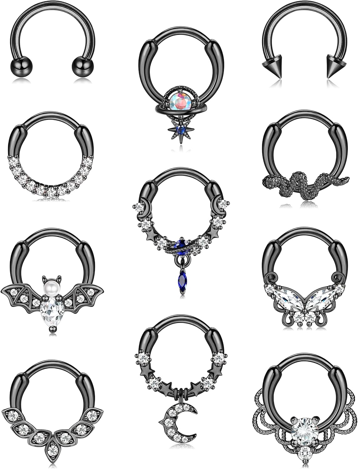 

Bobisty 11Pcs 16G Stainless Steel Septum Rings for Women Men Cute Snake Butterfly Septum Ring Daith Earrings Piercing Jewelry Hoop&Nose Rings & Studs&Face