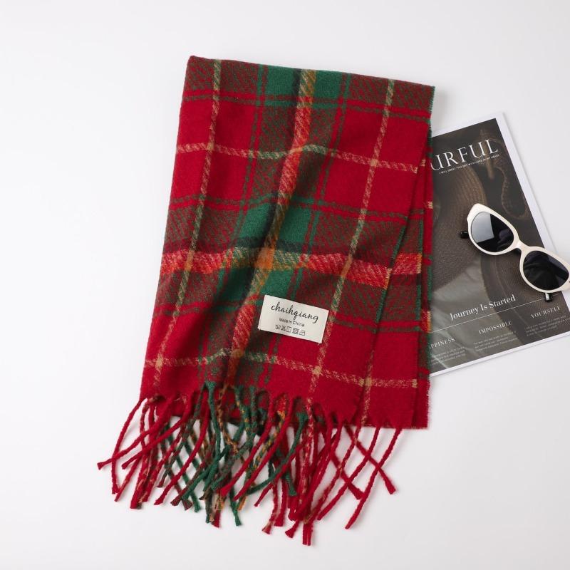 Christmas vibe scarf women's winter new Ankara red scarf long versatile knitted shawl scarf
