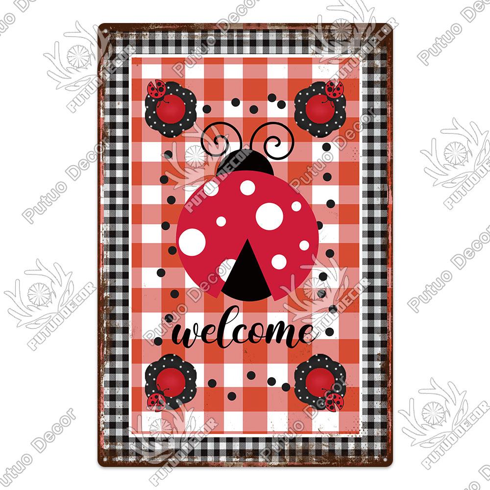 Putuo Decor Bee Vintage Metal Plaque Tin Sign Sweet Poster Wall Decoration For Garden Farm Decorative Living Room Home Decor