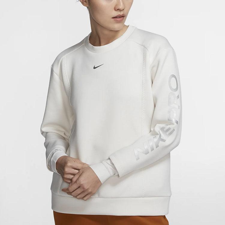 Nike Pro Knit Comfort Sport Pullover Crew Neck Sweatshirt Women Sweatshirt Phantom Grey White BV4055-030